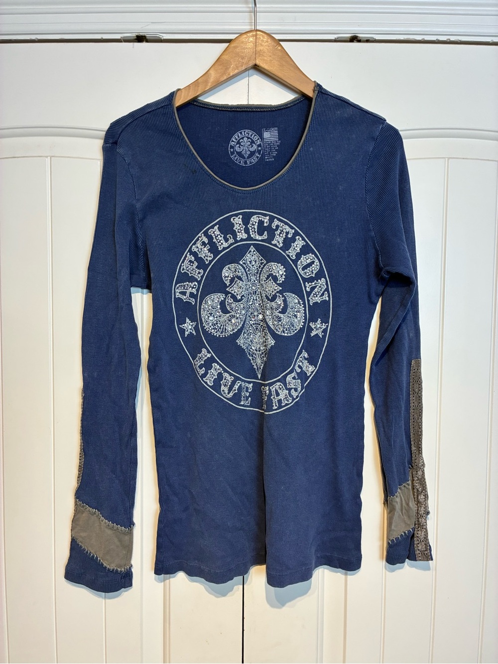 Affliction Navy Long Sleeve Thermal Graphic Size XL